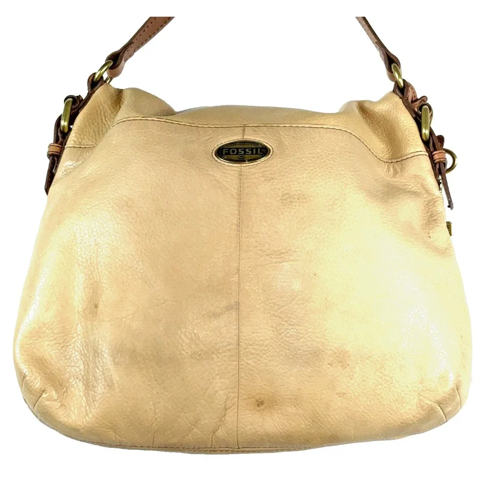 Fossil Explorer Leather Hobo Bag‎ Long Live Vintage Tan Cowhide Adjustable Strap